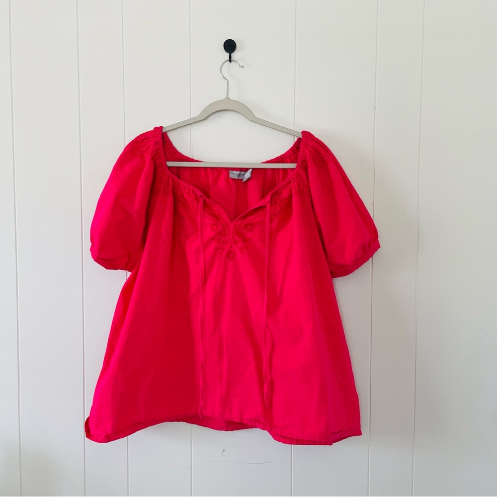Bright Pink Peasant Blouse - Women
